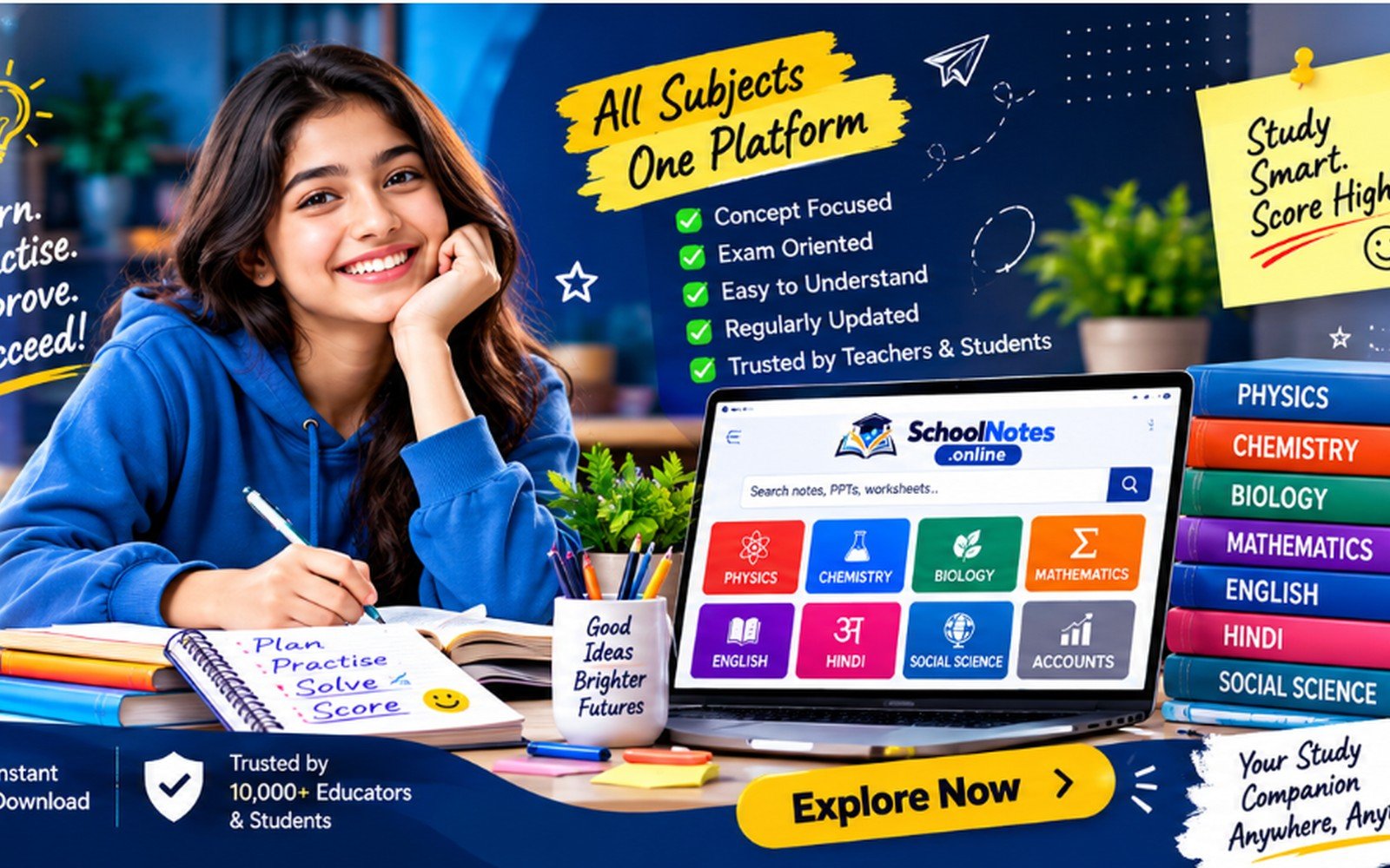 SchoolNotes.online - All Subjects, One Platform: concept-focused, exam-oriented notes for Classes 6-12, trusted by teachers and students