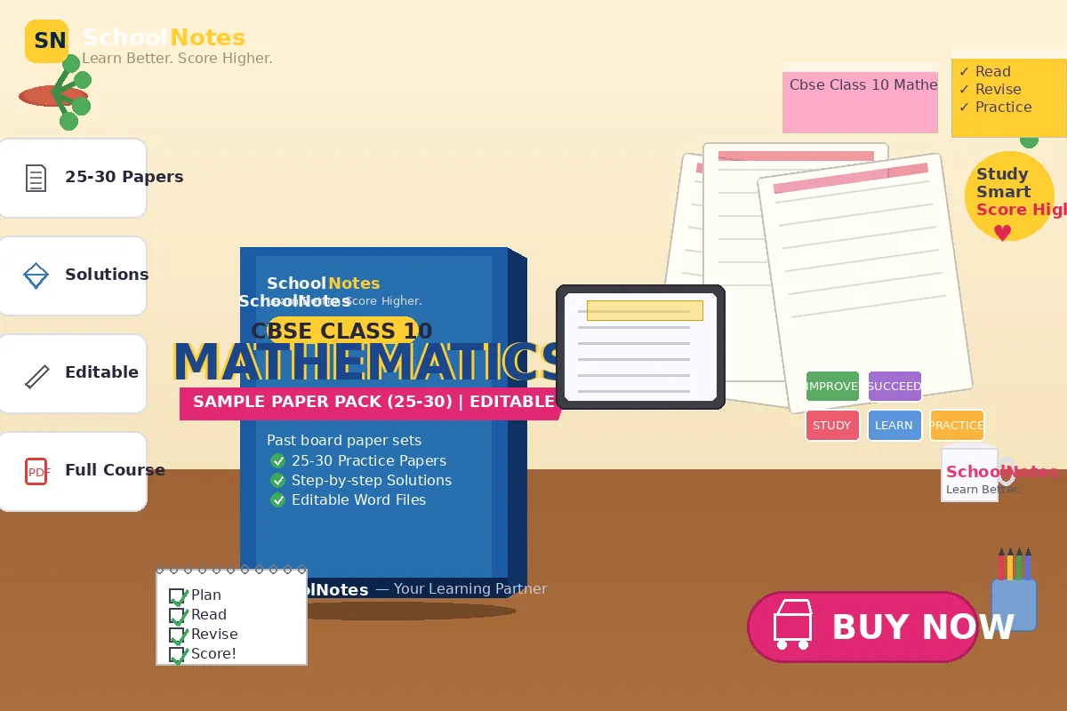 CBSE Class 10 Mathematics Basic Sample Paper Pack with Solutions | 25–30 Papers | Editable Word Files | Full Course Covered mockup
