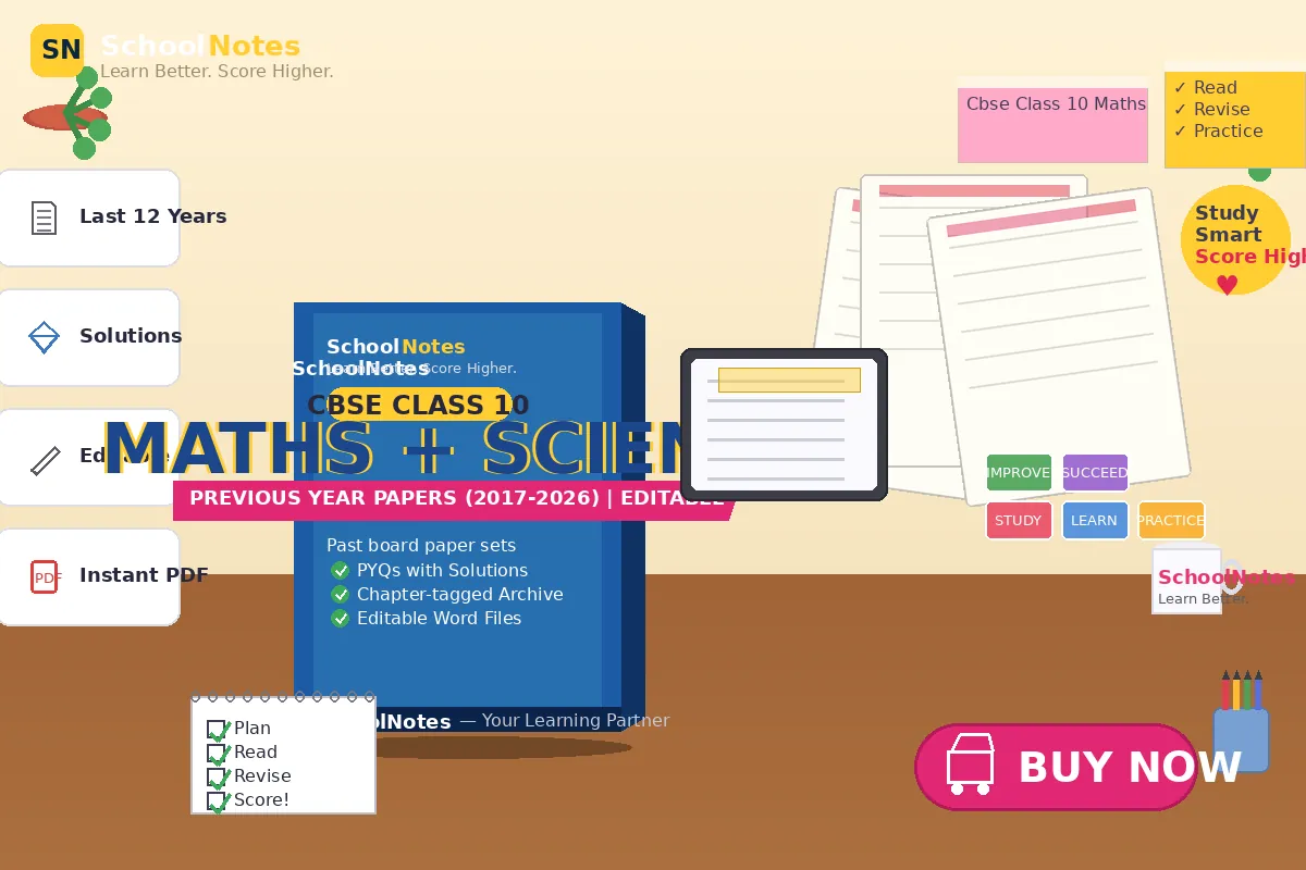 CBSE Class 10 Maths + Science Previous Year Question Papers with Solutions | Editable Word Files | 2017–2026 mockup