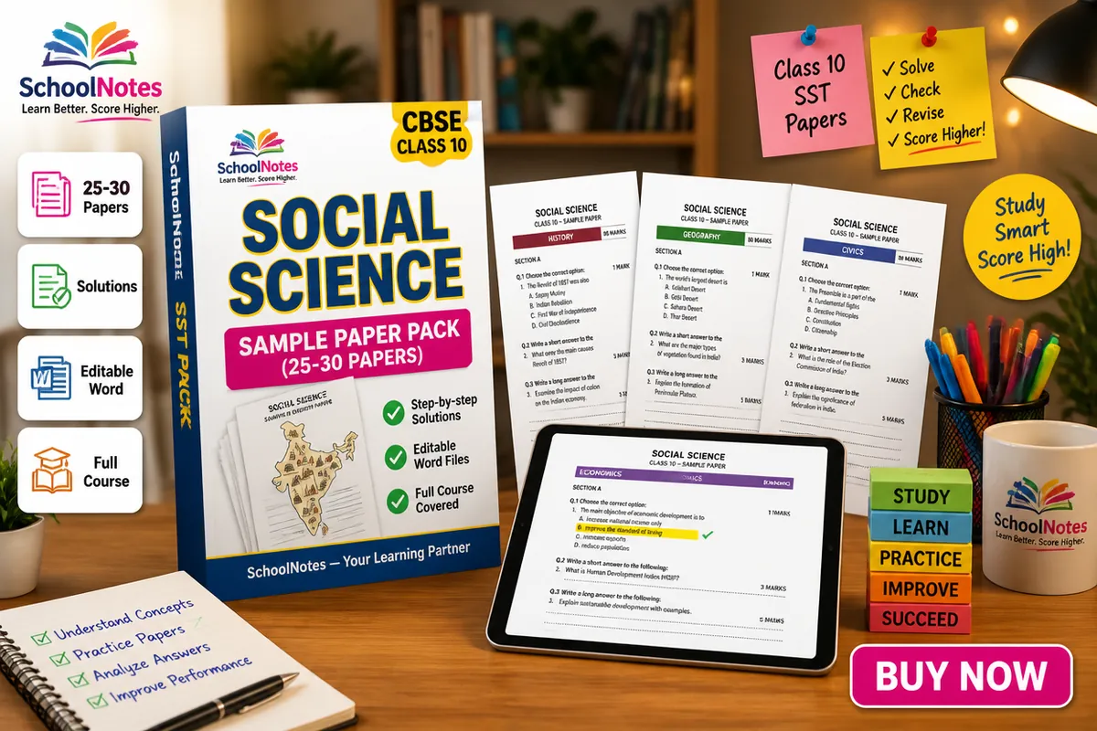 CBSE Class 10 Social Science (SST) Sample Paper Pack with Solutions | 25–30 Papers | Editable Word Files | Full Course Covered mockup