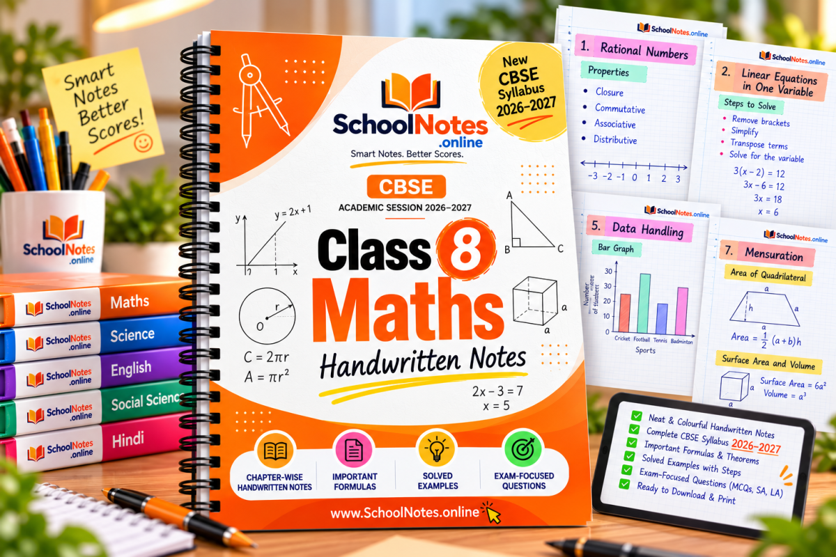 CBSE CLASS 8 MATHS HANDWRITTEN NOTES cover