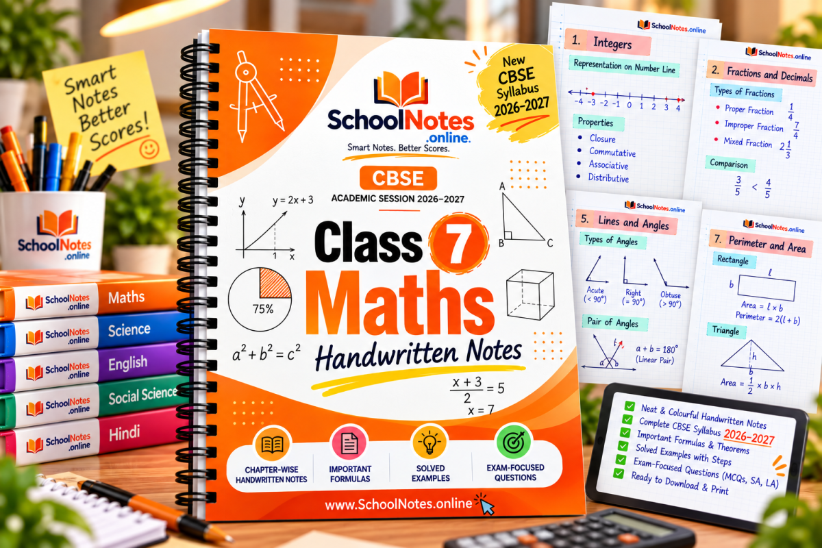 CBSE CLASS 7 MATHS HANDWRITTEN NOTES cover